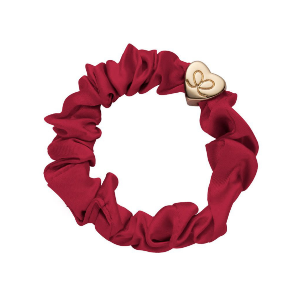 Gold Heart Silk Scrunchie – Burgunder